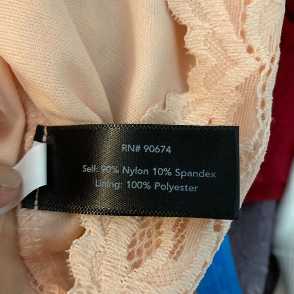 Boston Proper Shirt Women Sz M Pink Sparkle Wrap Top Scalloped Lace Overlay - Picture 6 of 8